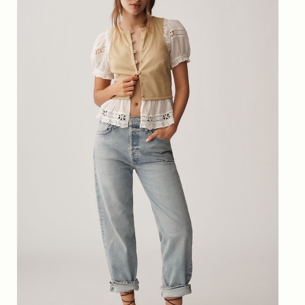 Anthropologie Puff-Sleeve Twofer Short-Sleeve Top NEW Small - Picture 4 of 15
